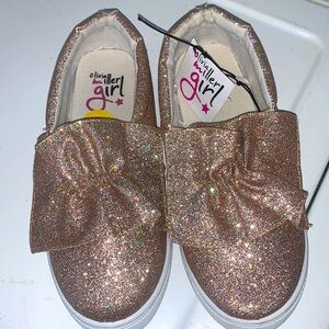 Girls Gold Glittery Slip on Shoes
